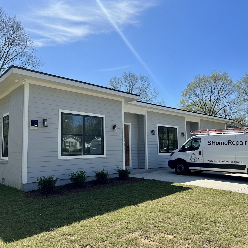 Modern Athens, GA home with freshly painted siding by Smart Home Repair
