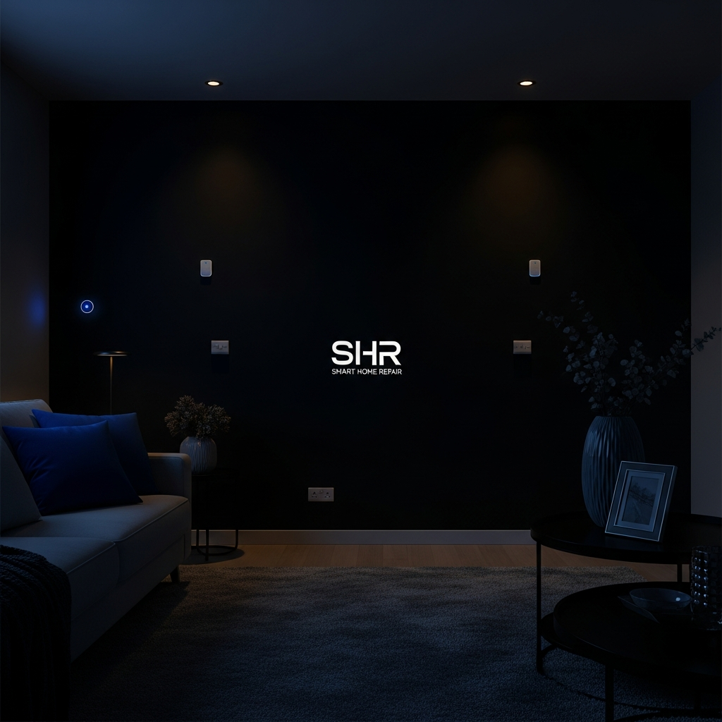 Modern living room in Athens, GA, featuring integrated smart home technology by Smart Home Repair.