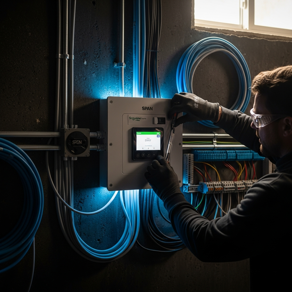 Smart Home Repair electrician installing a smart electrical panel in Athens, GA